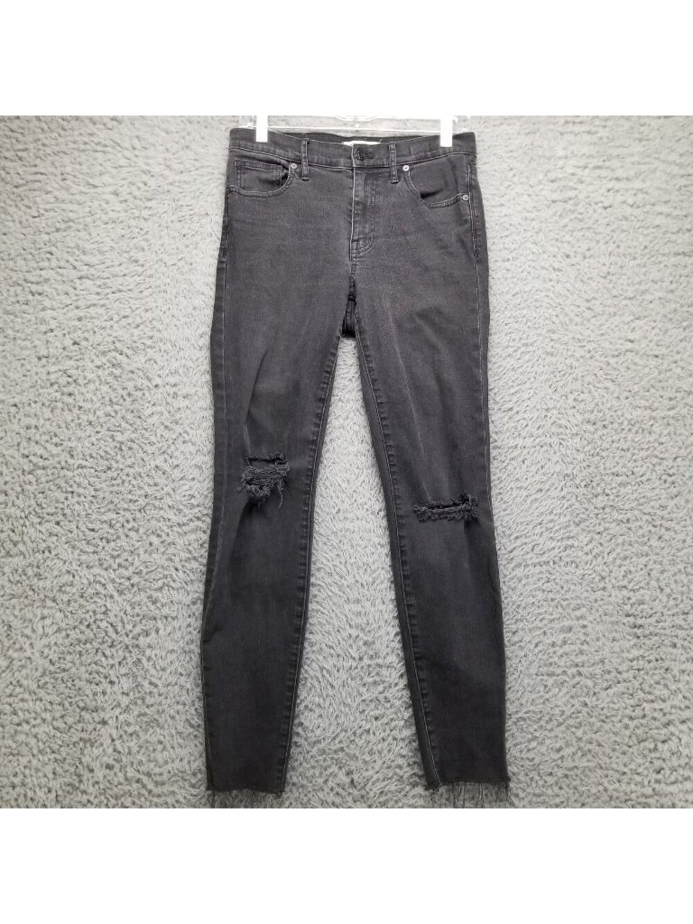 Madewell Jeans Womens 27 Black Stretch Denim Skinny Skinny Frayed Hem